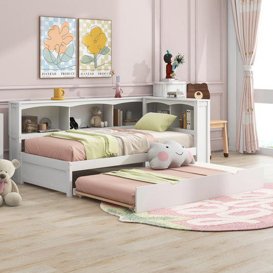 White daybed with trundle and under-bed storage drawers, USB ports, HouseOfZazla on Tampa Home & Garden Store
