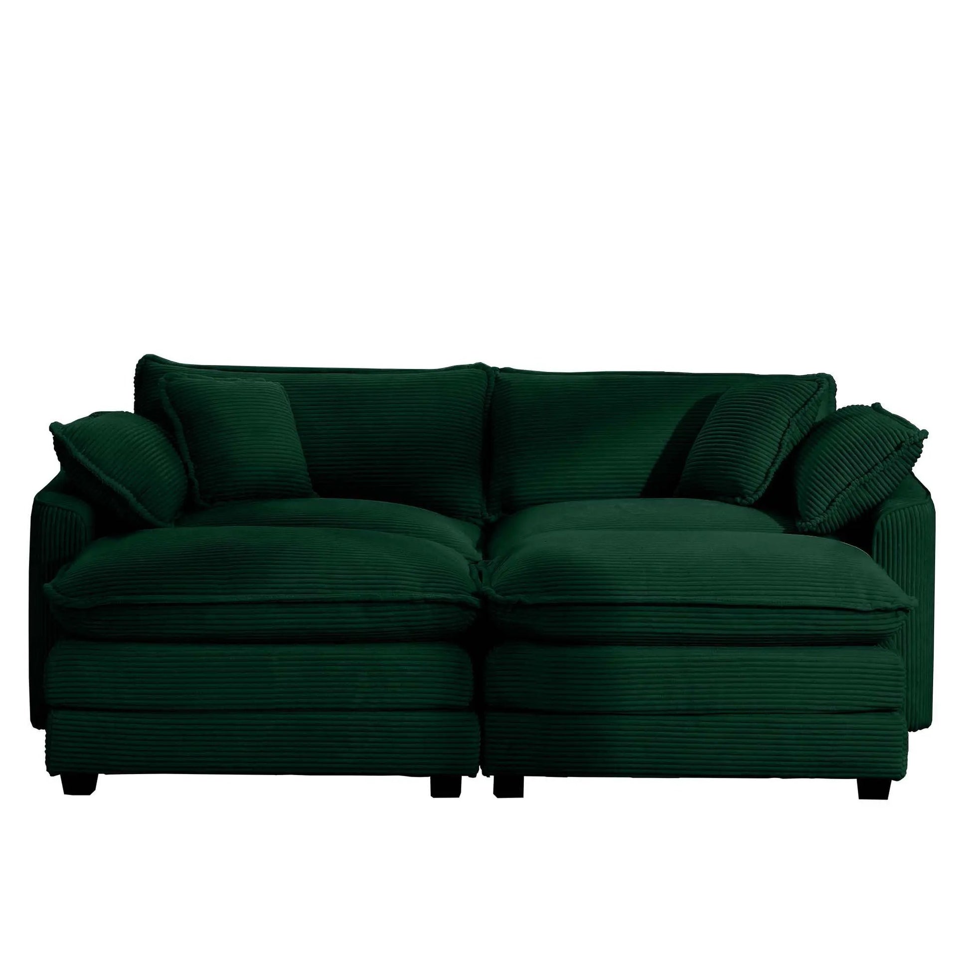 Modular sofa with ottoman in emerald corduroy, 3-piece set by Unique Piece Furniture on Tampa Home & Garden Store