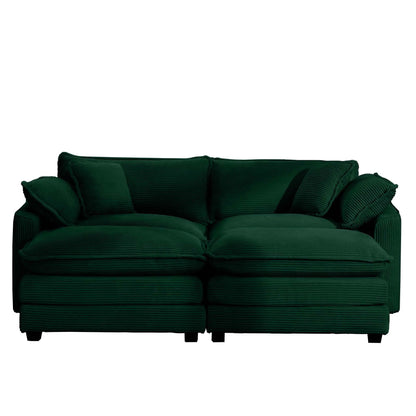 Modular sofa with ottoman in emerald corduroy, 3-piece set by Unique Piece Furniture on Tampa Home & Garden Store