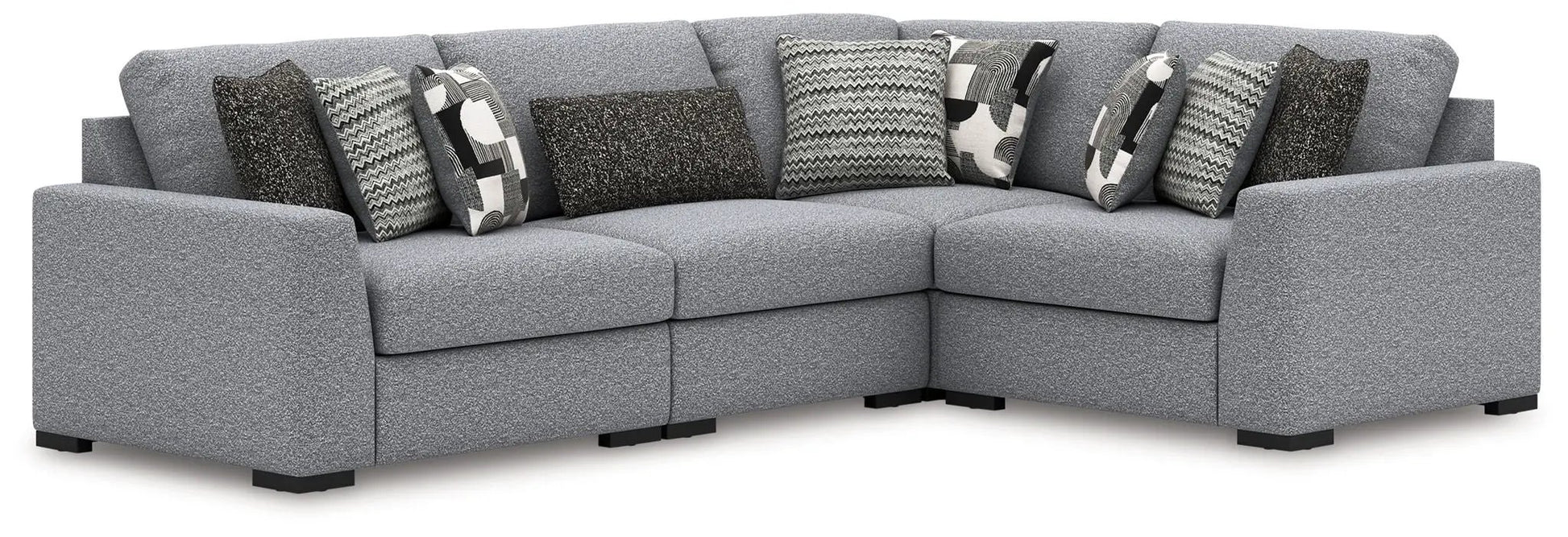 Bealton sectional sofa in grey textured fabric by Unique Piece Furniture, L-shaped with pillows on Tampa Home & Garden Store
