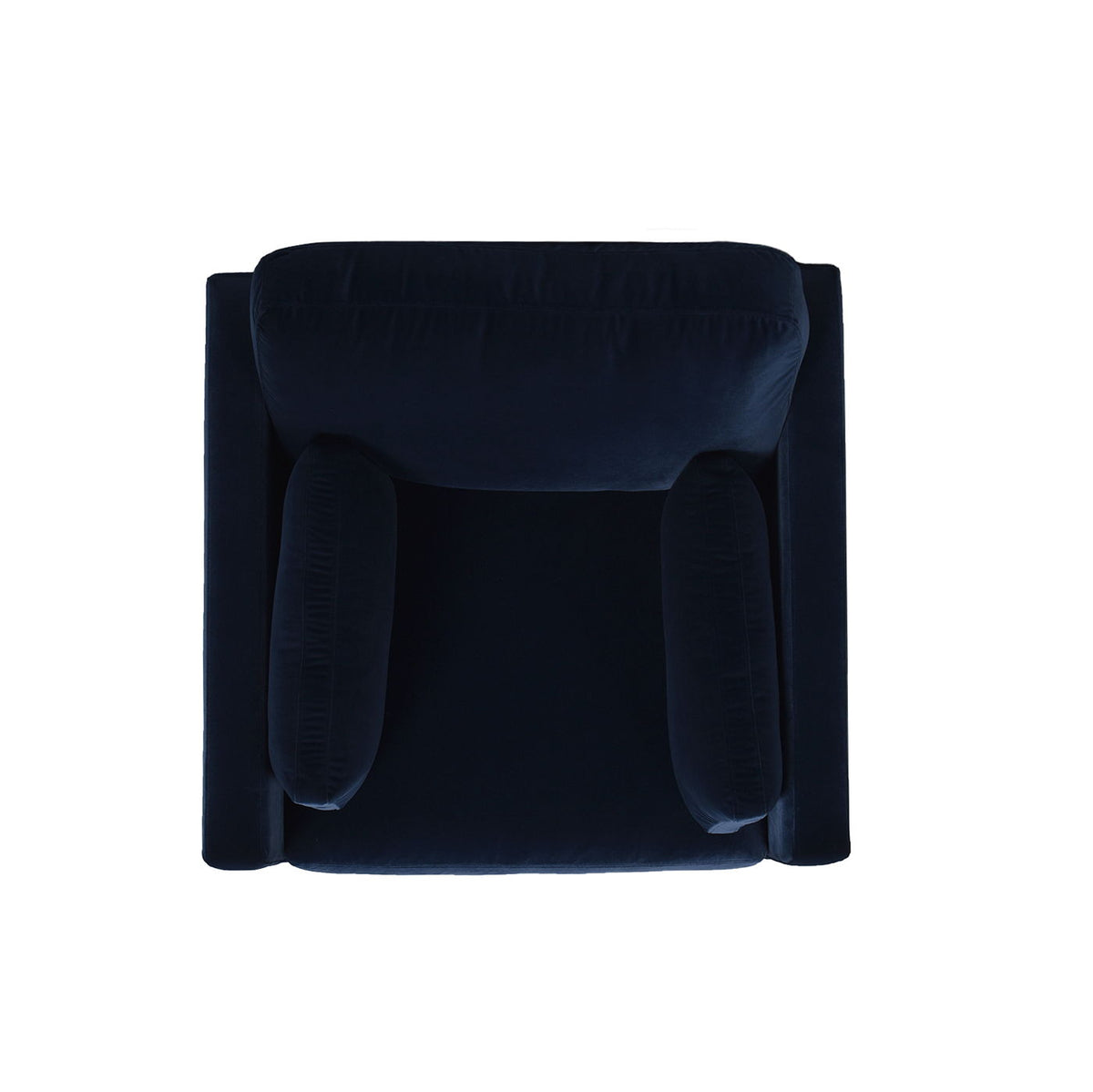 Modern Farmhouse Arm Chair navy blue velvet by HouseOfZazla with reversible cushions on Tampa Home & Garden Store