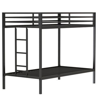 Adam Twin Over Twin Bunk Bed in black metal frame with guard rails and ladder by HouseOfZazla on Tampa Home & Garden Store