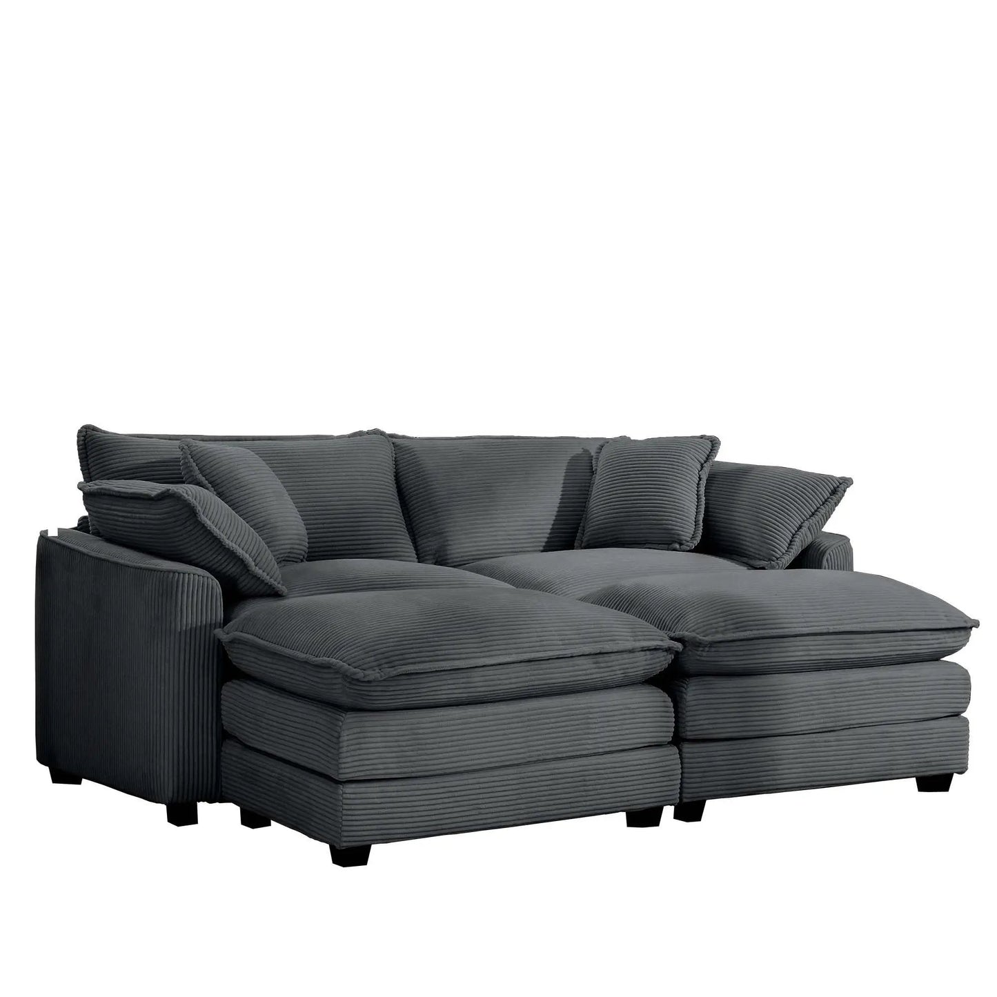 Modern oversized 3-piece modular sofa with ottoman in dark gray corduroy fabric on Tampa Home & Garden Store