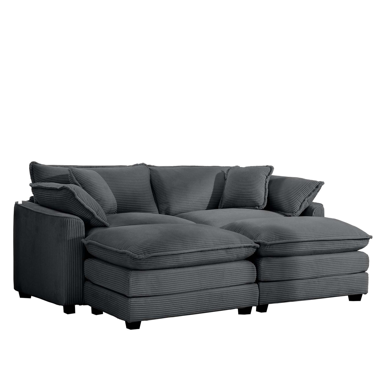 Modern oversized modular cushion sofa with ottoman in charcoal gray, deep seating, 2-piece on Tampa Home & Garden Store