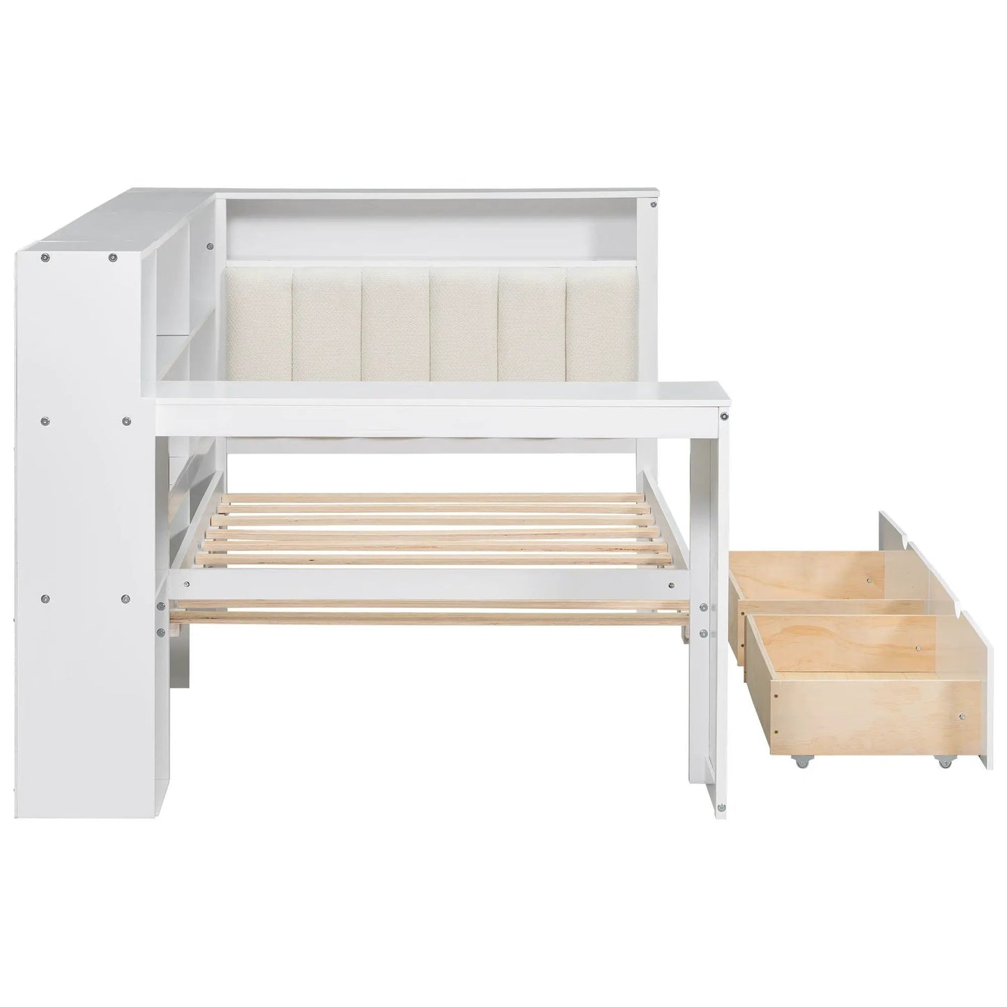 Platform Bed Upholstered Headboard With Drawers