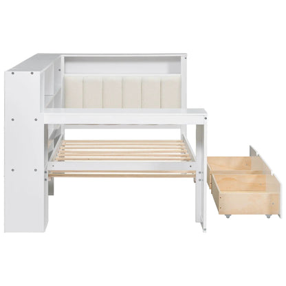 Platform Bed Upholstered Headboard With Drawers