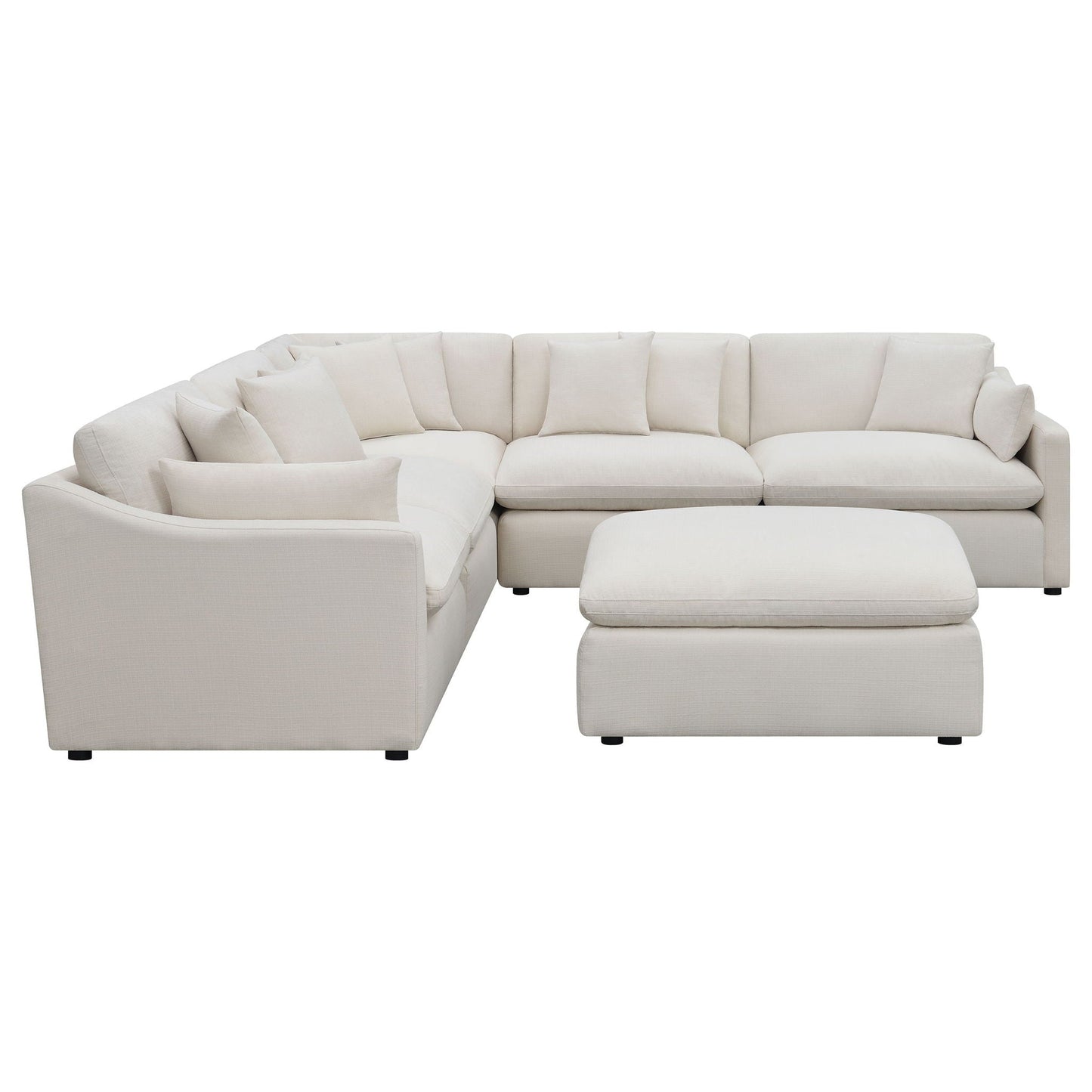 Greeley 6-piece ivory upholstered modular sectional sofa with cushions and low-profile feet on Tampa Home & Garden Store