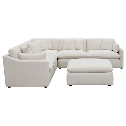 Greeley 6-piece ivory upholstered modular sectional sofa with cushions and low-profile feet on Tampa Home & Garden Store