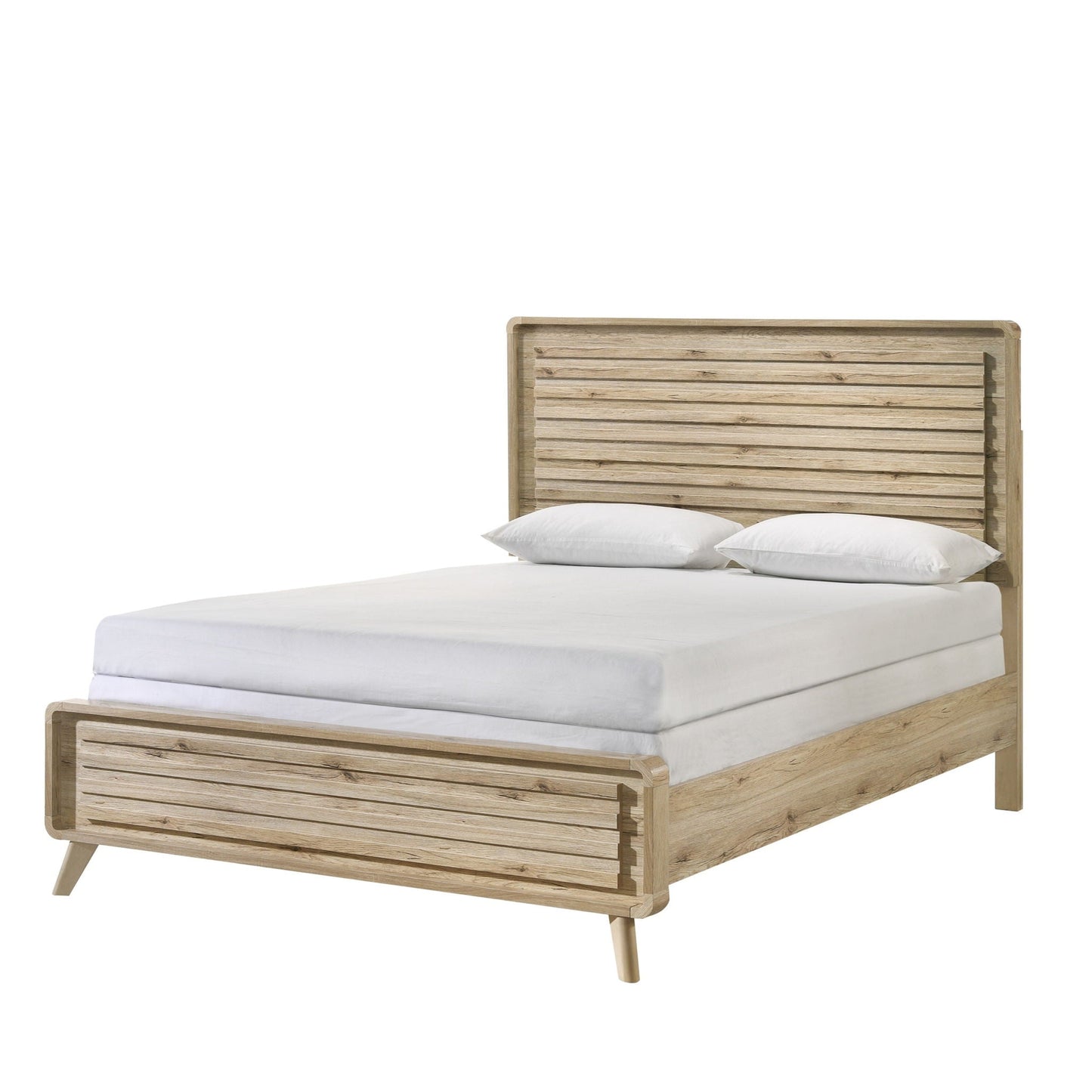 Modern Panel Bed Featuring A Slatted Headboard