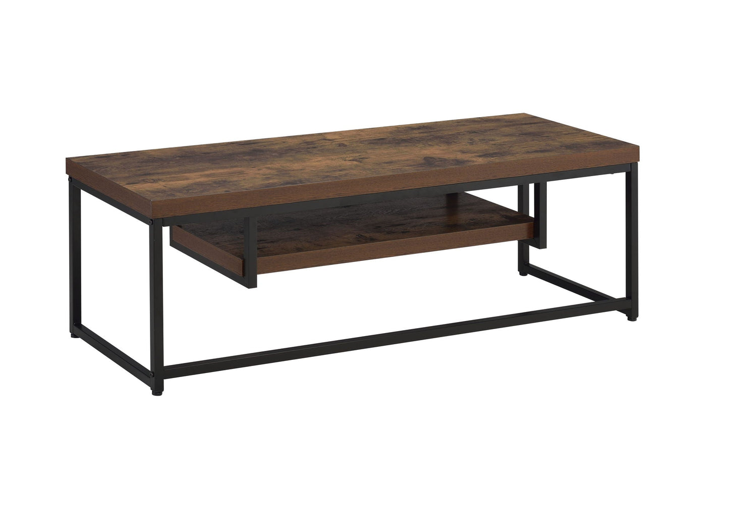 Bob TV Stand with compact storage, dark wood top and black metal frame, 2-tier shelf on Tampa Home & Garden Store