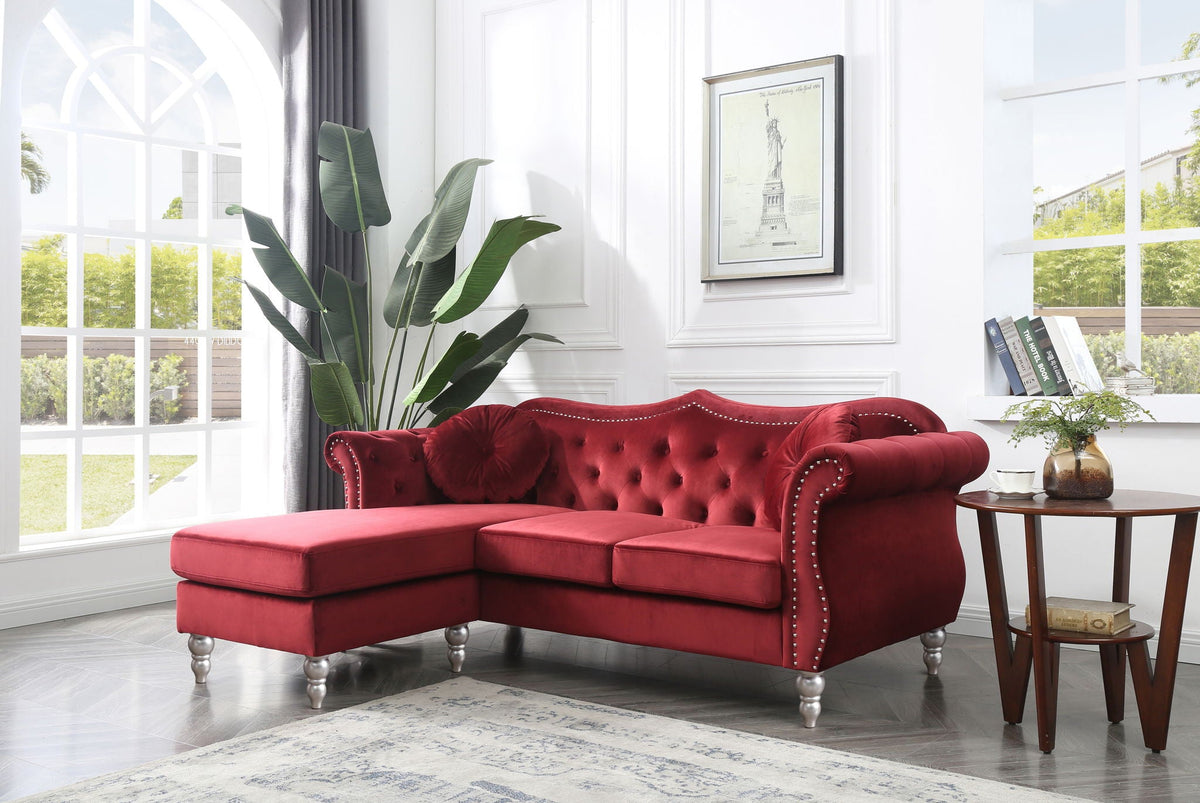 Hollywood Glam Sofa Chaise and Tufted Nailhead