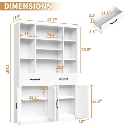 Industrial Tall Bookcase with Adjustable Shelves