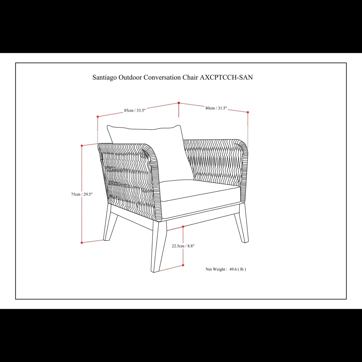 Santiago Outdoor Conversation Chair Slate Gray wicker arm chair with cushion by HouseOfZazla on Tampa Home & Garden Store