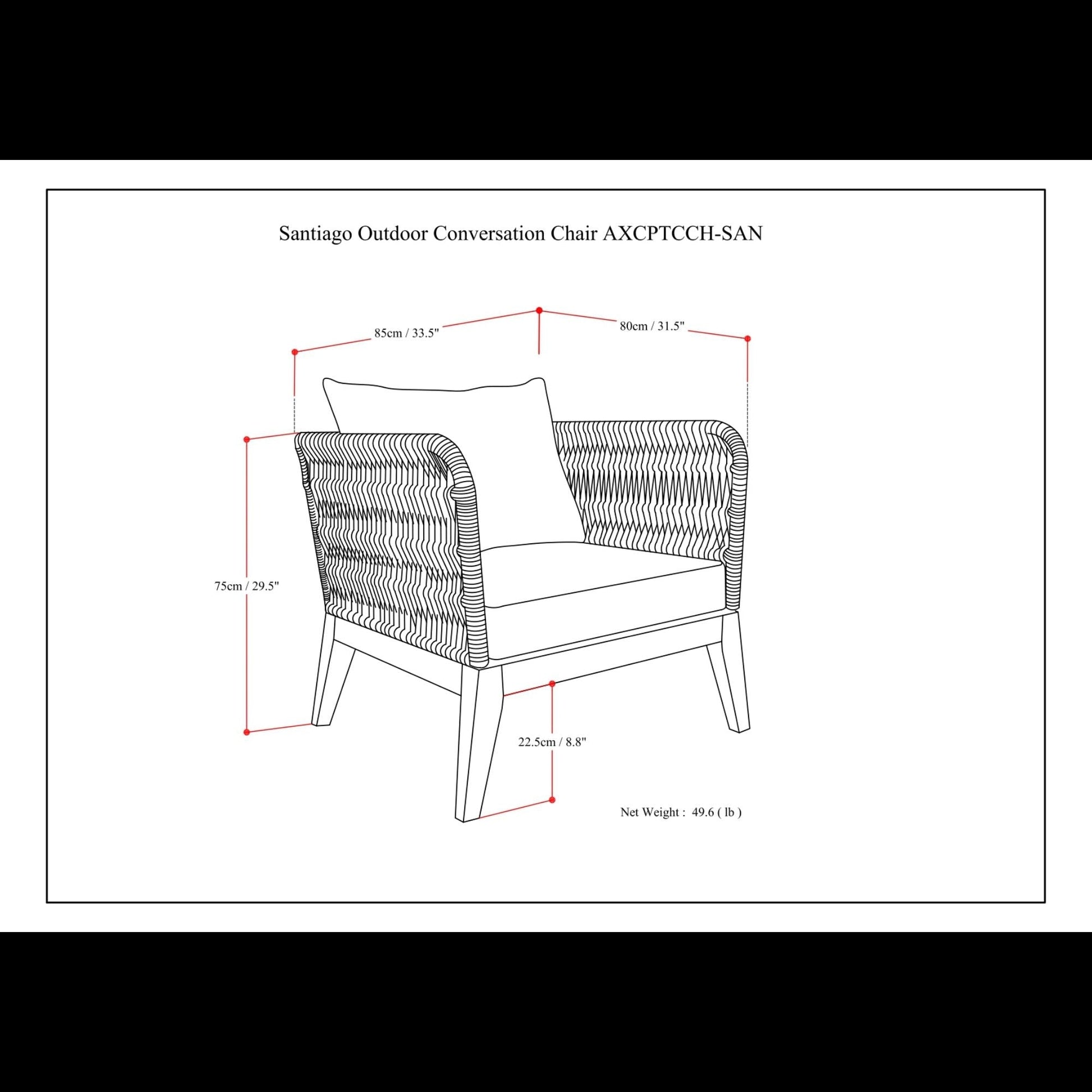 Santiago Outdoor Conversation Chair Slate Gray wicker arm chair with cushion by HouseOfZazla on Tampa Home & Garden Store