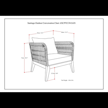 Santiago Outdoor Conversation Chair Slate Gray wicker arm chair with cushion by HouseOfZazla on Tampa Home & Garden Store