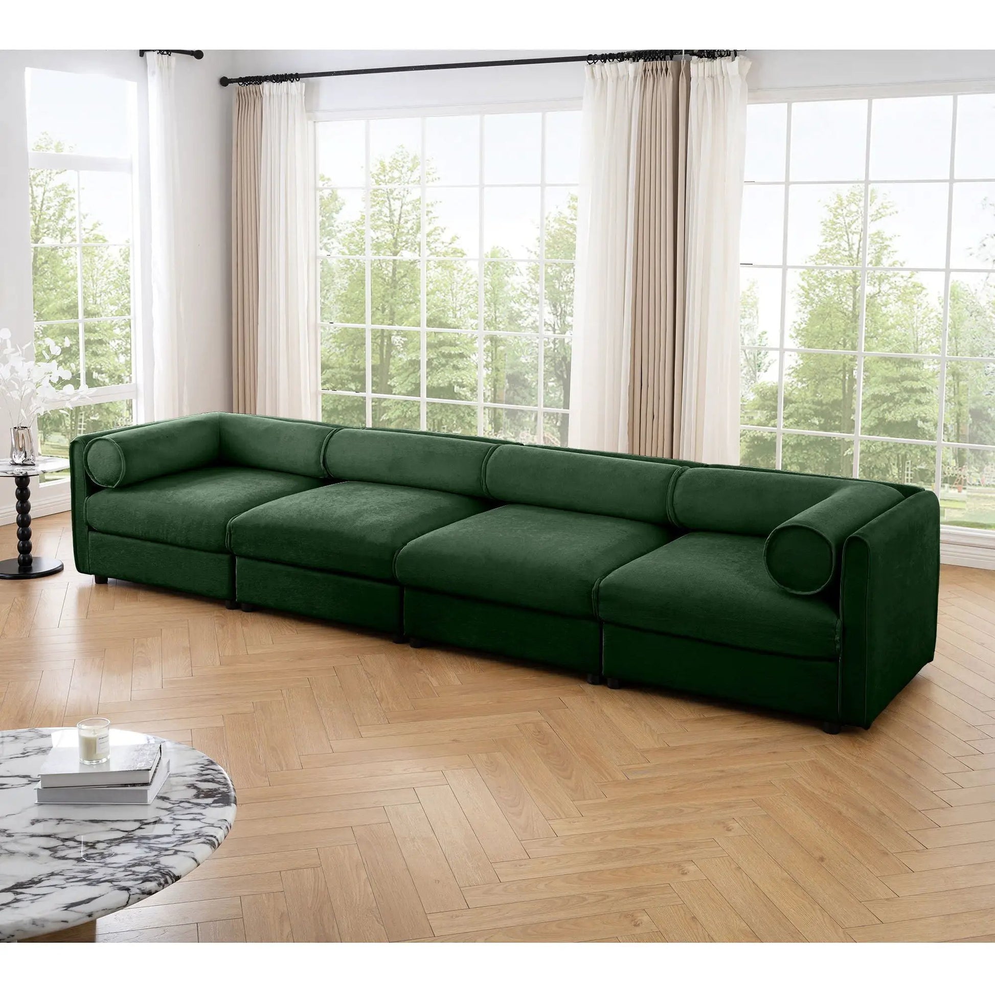 Stylish Sofa With Storage Seat And Cylindrical Backrest green by Unique Piece Furniture on Tampa Home & Garden Store