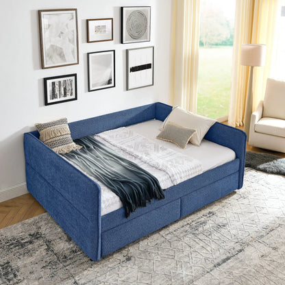 Upholstered Daybed & 2 Drawers blue fabric storage bed by Unique Piece Furniture on Tampa Home & Garden Store