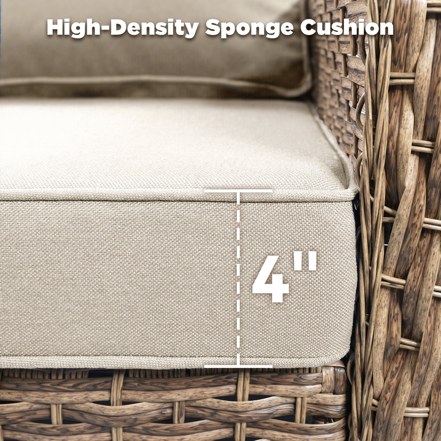 2-Person Outdoor Wicker Swivel Rocker Seating Group beige high-density sponge cushions on Tampa Home & Garden Store