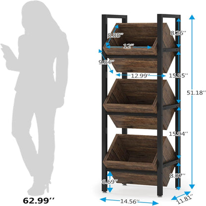 3-tier basket stand in black with angled baskets, freestanding kitchen rack by HouseOfZazla on Tampa Home & Garden Store