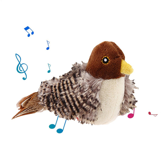 Interactive cat toy plush bird with feather accents, squeaky chirp sounds, by Sell My Stuff on Tampa Home & Garden Store