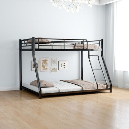 Sturdy Metal Bunk Bed With Ladder and Guardrail