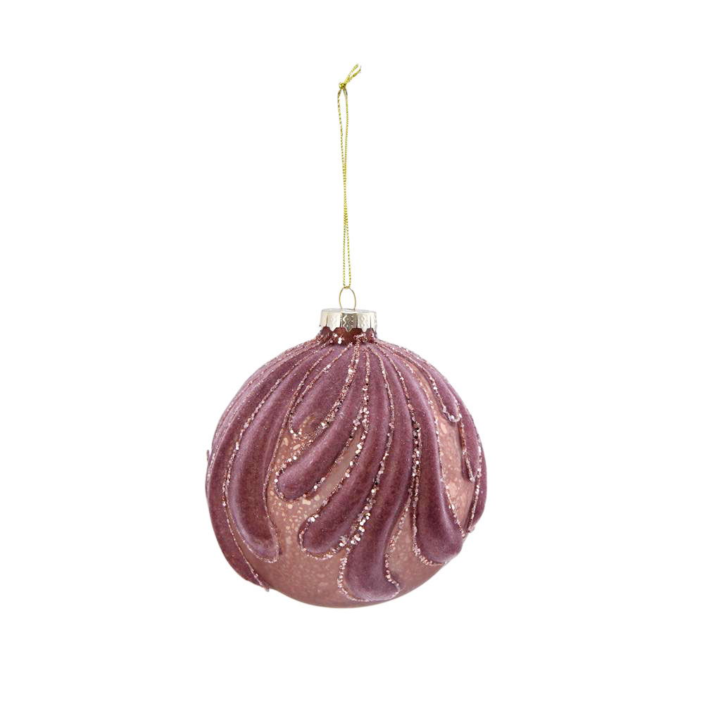 Decorative hanging glass Christmas ball ornament in pink mauve with glitter, HouseOfZazla 6 on Tampa Home & Garden Store