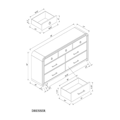 Malco 5 Piece Bedroom Set dresser blueprint by Unique Piece Furniture with isometric dimensions on Tampa Home & Garden Store