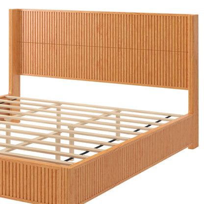 Modern Platform Bed Frame with Tall Headboard