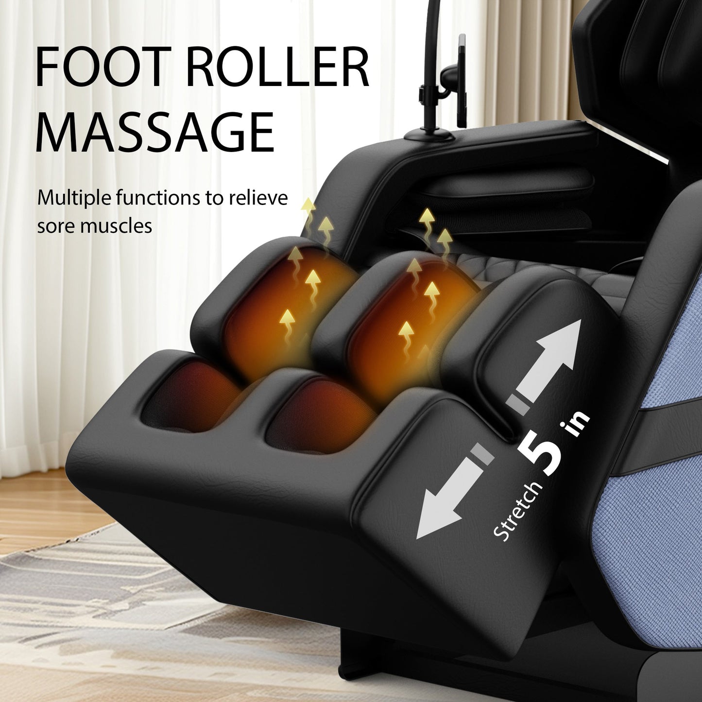 HouseOfZazla massage chair recliner with foot roller and heated rollers on Tampa Home & Garden Store