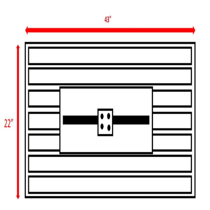 Outdoor fire pit table with lid front view schematic, 43 wide x 22 tall, white/black steel and stainless on Tampa Home & Garden Store