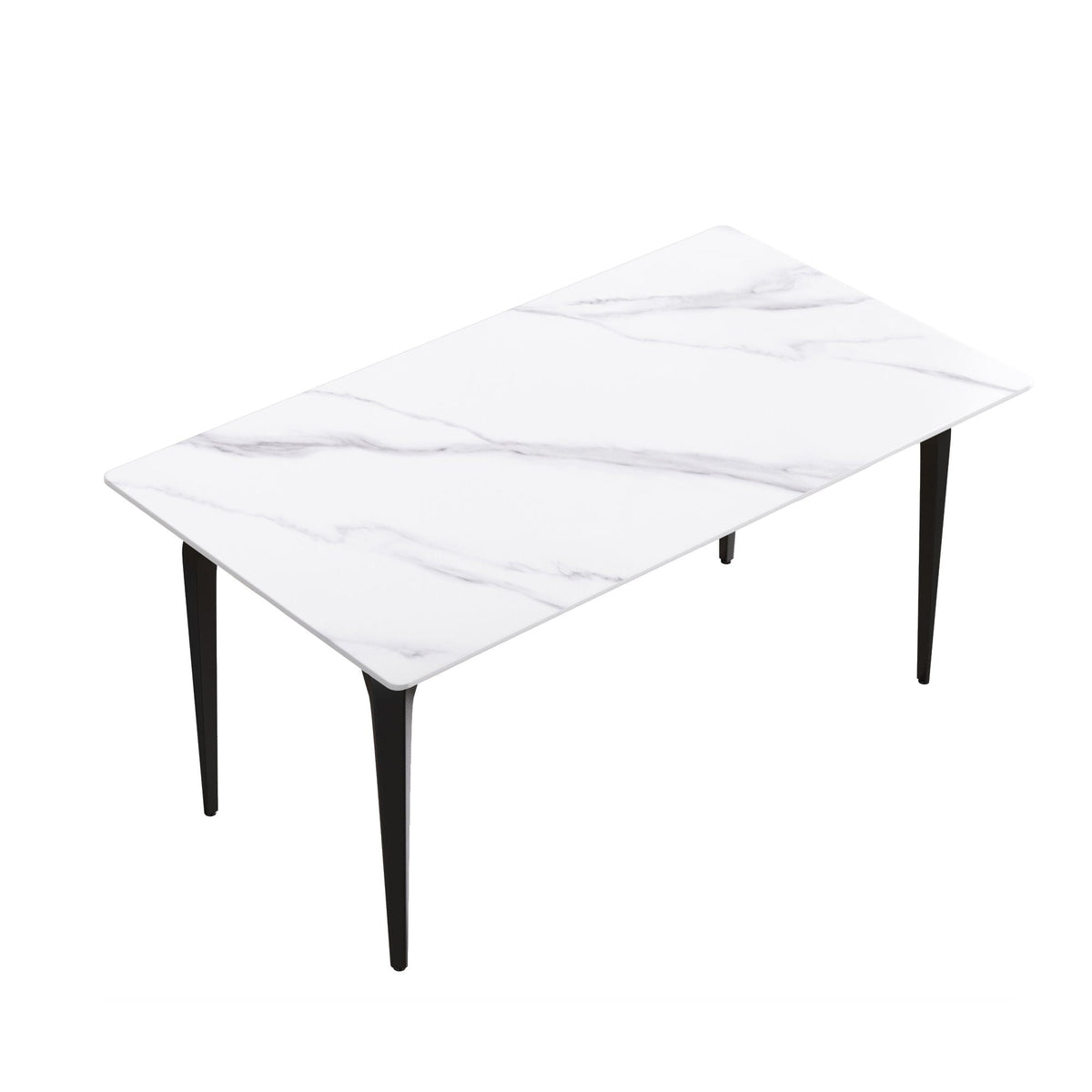 Modern artificial stone dining table with white top and black metal legs by HouseOfZazla on Tampa Home & Garden Store