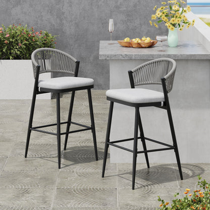 Outdoor Bar Stools With Scallop Cushion And Frame