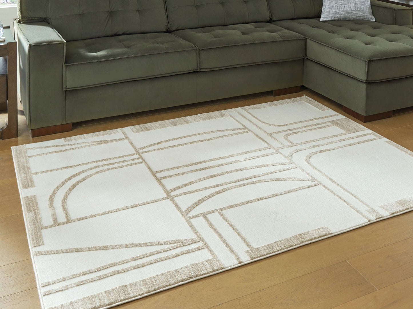 Farongrove Ivory Beige Geometric Area Rug