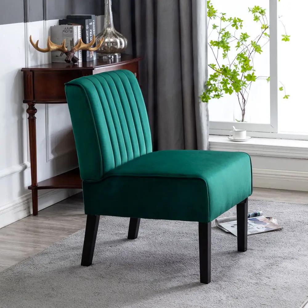 Reese Mid-Century Modern Accent Chairs set of 2 emerald green velvet with black legs on Tampa Home & Garden Store