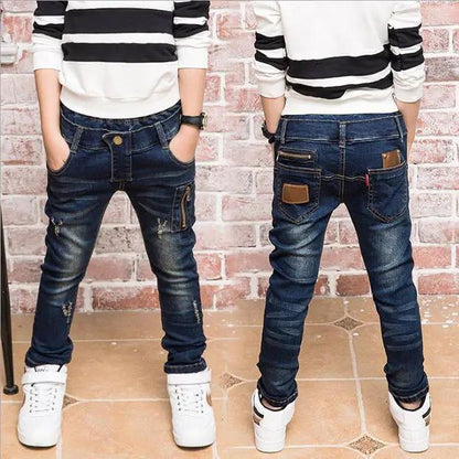 Boys' Korean Style Jeans loose-fitting dark blue denim by FLIPSTYLEZLLC, two pairs shown on Tampa Home & Garden Store