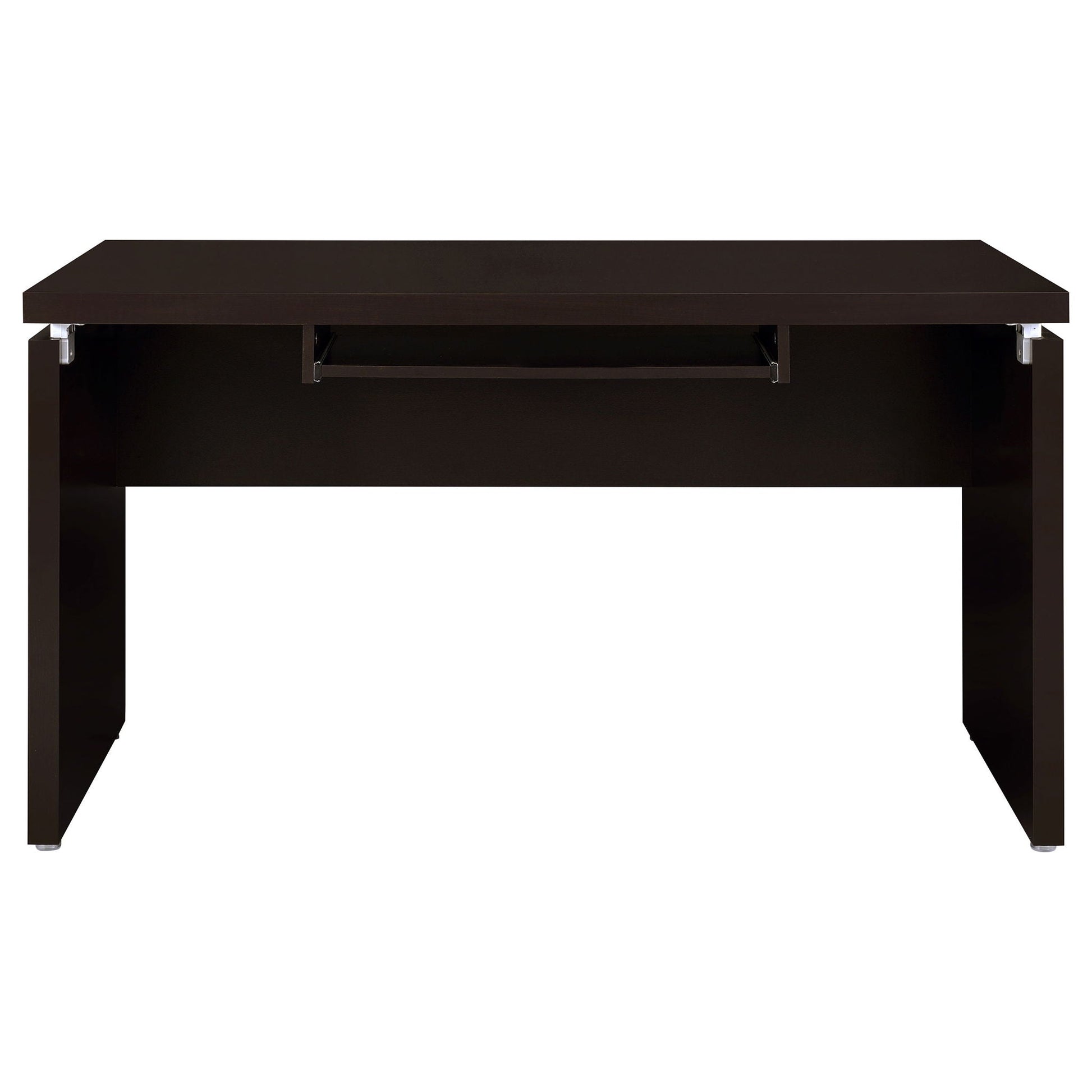 Ulloa L-shaped corner desk cappuccino finish with slide-out keyboard tray and storage drawer on Tampa Home & Garden Store