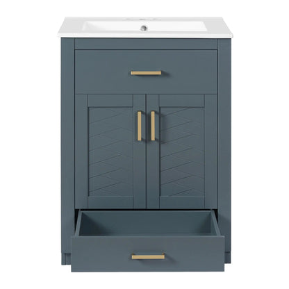 Modern Vanity with Ceramic Sink, Two Door Cabinet
