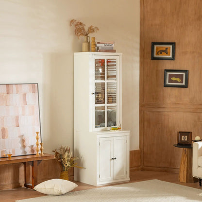 Retro Hutch Cabinet With Glass Doors for Home