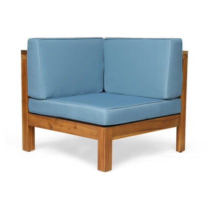 Oana 2-piece loveseat set with water resistant blue cushions and wood frame HouseOfZazla on Tampa Home & Garden Store