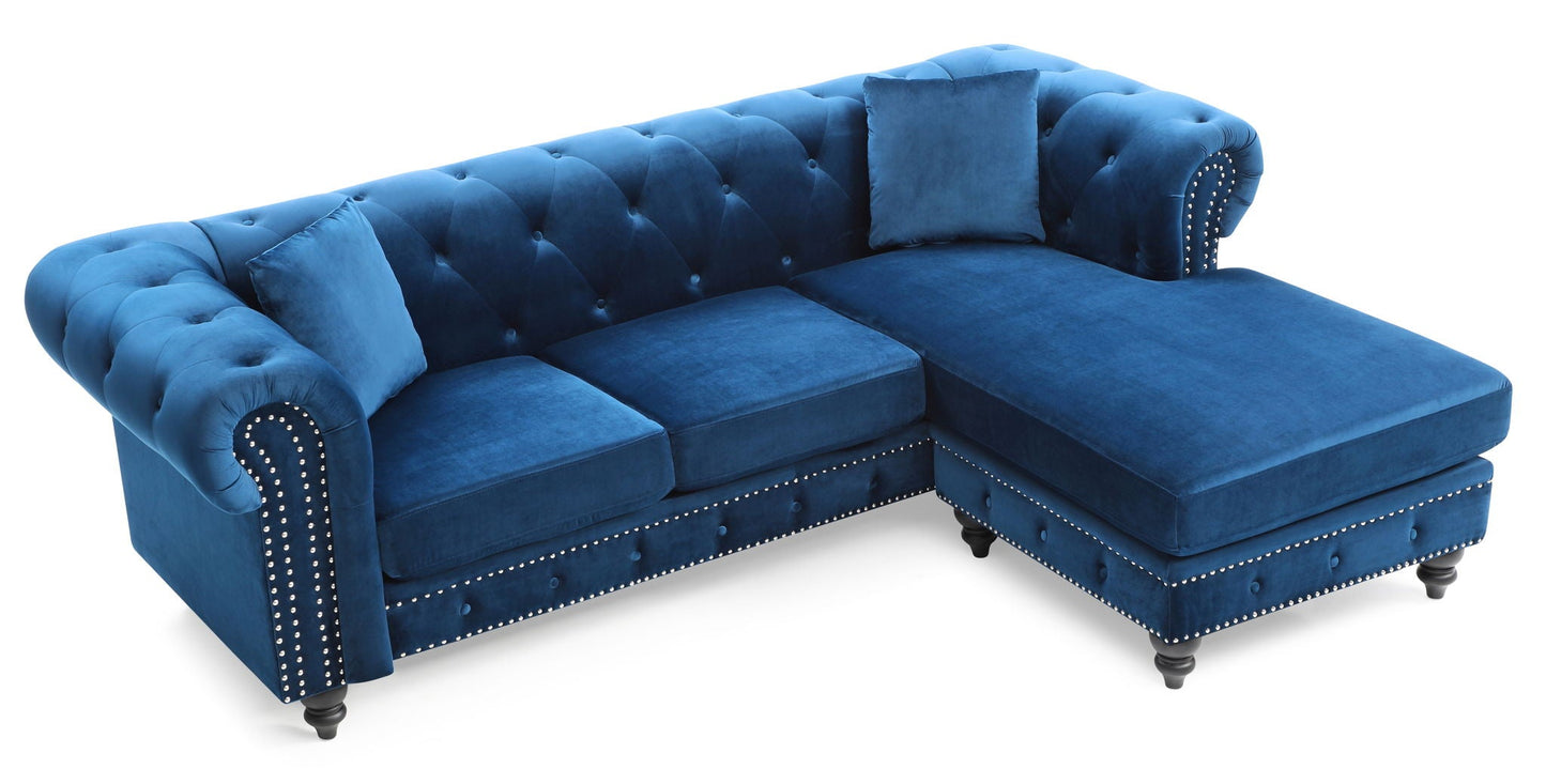 Nola Luxurious Microsuede and Tufted Chaise