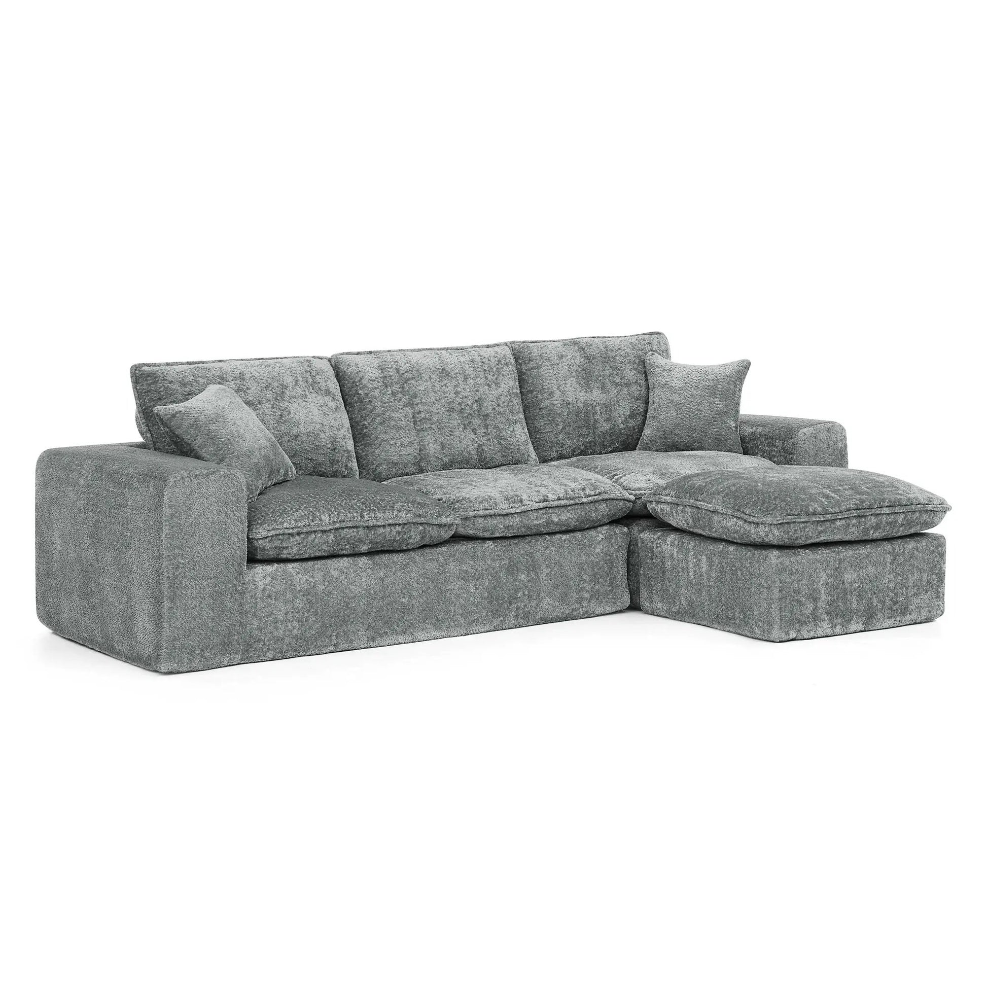 Sectional sofa with moveable ottoman in gray textured fabric, 3pc set by Unique Piece Furniture on Tampa Home & Garden Store