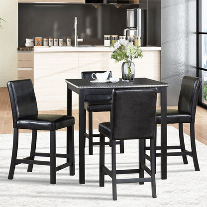 5 Piece Counter Height Dining Set black square table with four padded chairs HouseOfZazla on Tampa Home & Garden Store