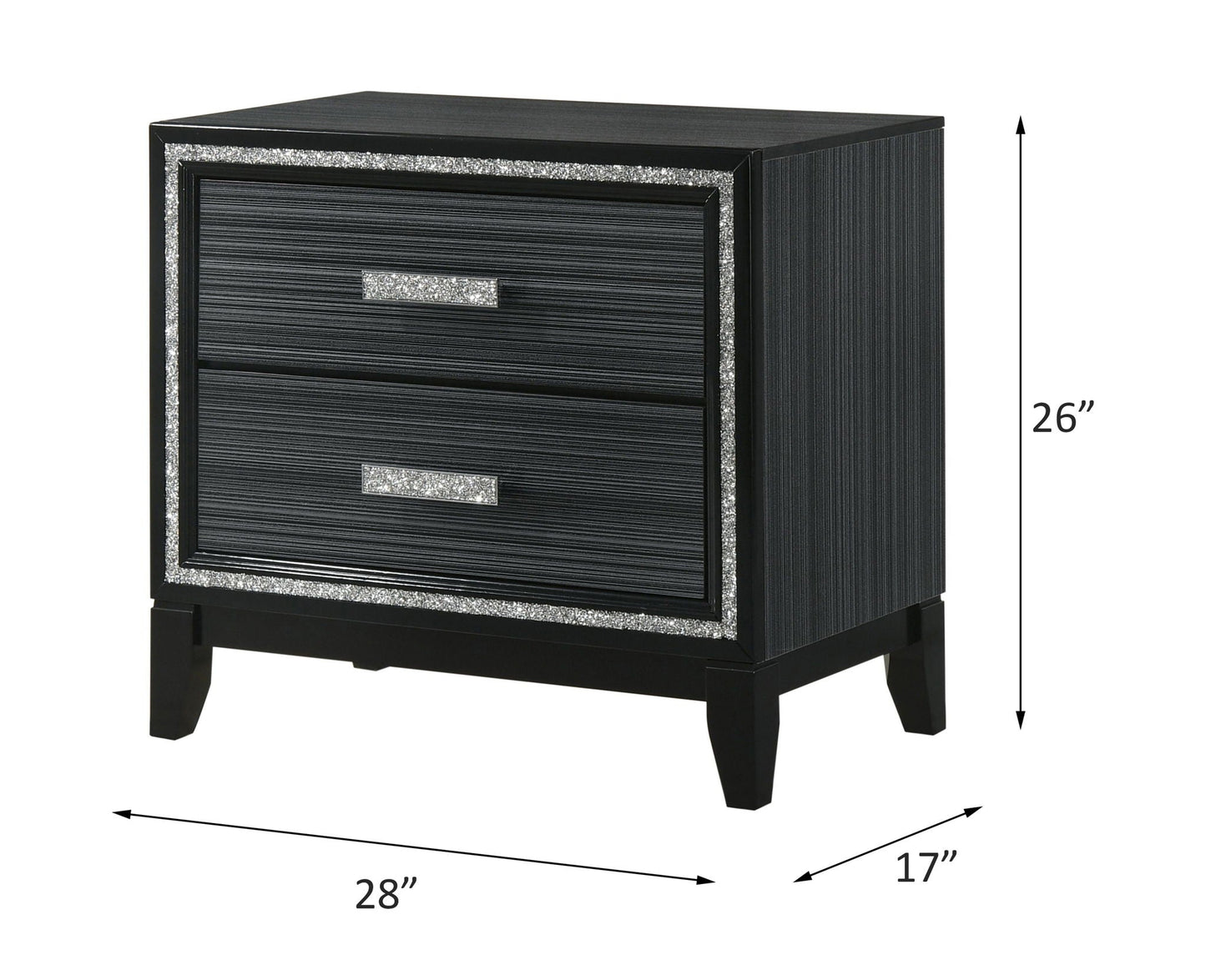 Haiden Weathered Nightstand with Silver Trim