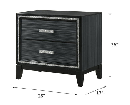 Haiden Weathered Nightstand with Silver Trim