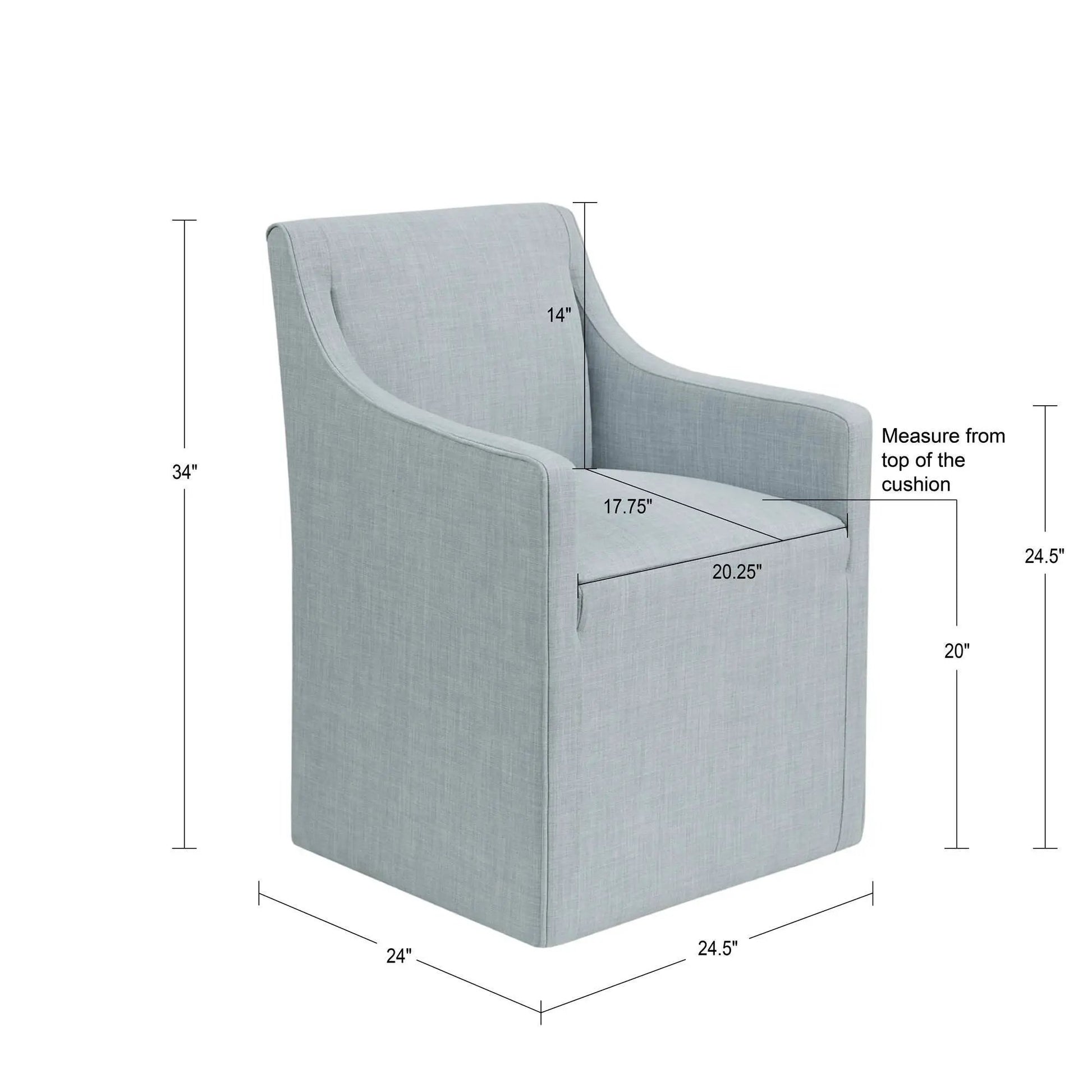 Traditional Skirted Dining Arm Chair by Unique Piece Furniture in light blue fabric on Tampa Home & Garden Store