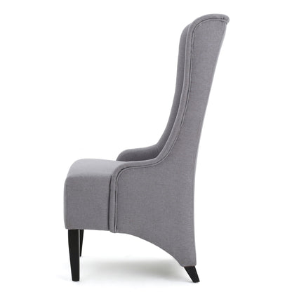Upholstered dining chair gray fabric with high back and dark legs HouseOfZazla on Tampa Home & Garden Store
