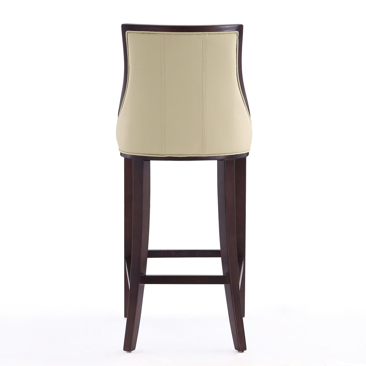 White Bar Height Stool with wood frame by HouseOfZazla beige upholstered back, wood legs on Tampa Home & Garden Store