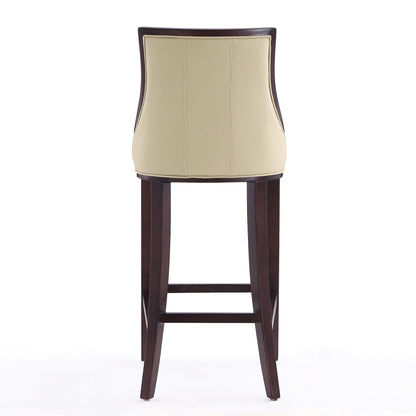 White Bar Height Stool with wood frame by HouseOfZazla beige upholstered back, wood legs on Tampa Home & Garden Store