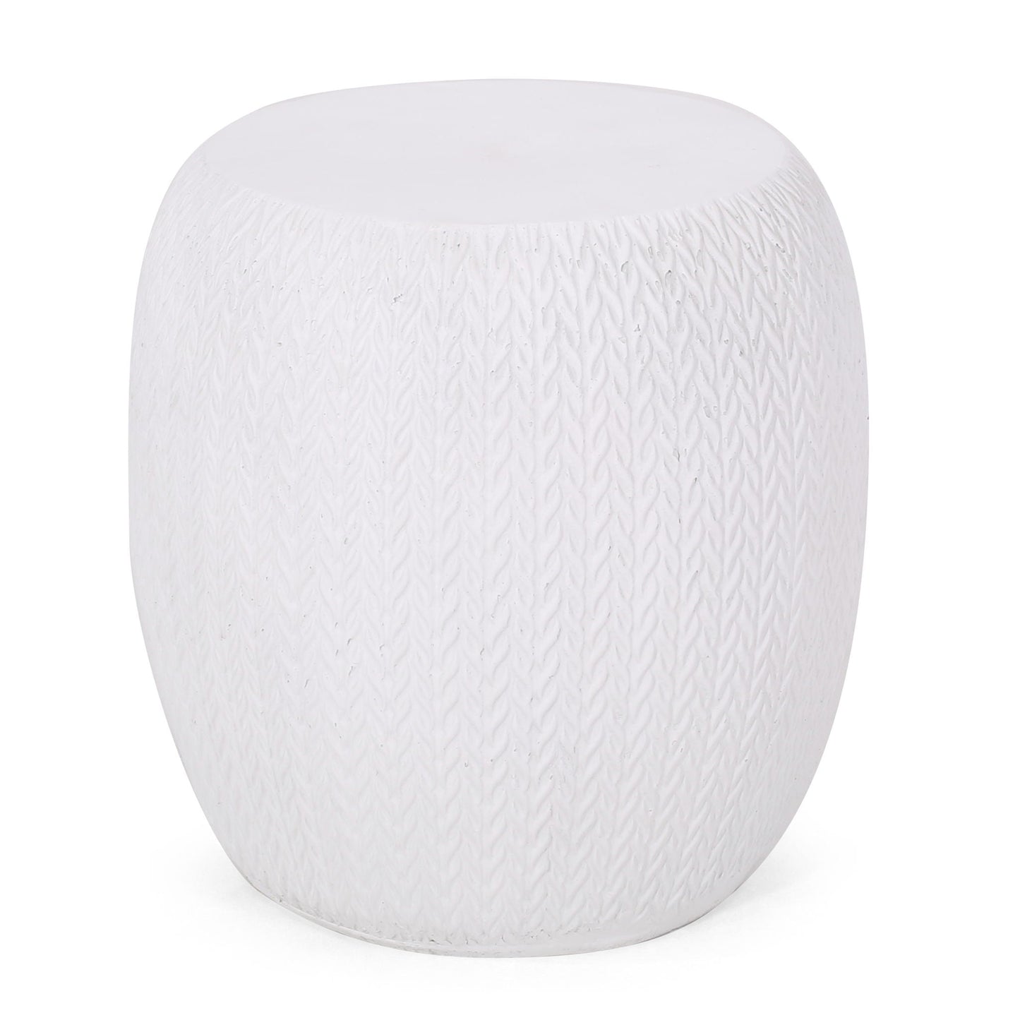 Antique White Concrete Side Table For Patio