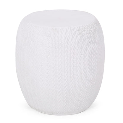 Antique White Concrete Side Table For Patio